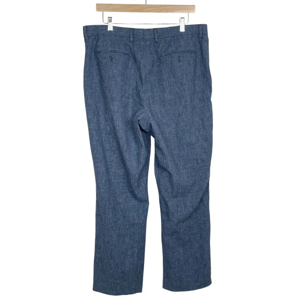 Banana Republic Men Blue Linen Blend Pants Size 35x30 Minimalist Textured Luxury